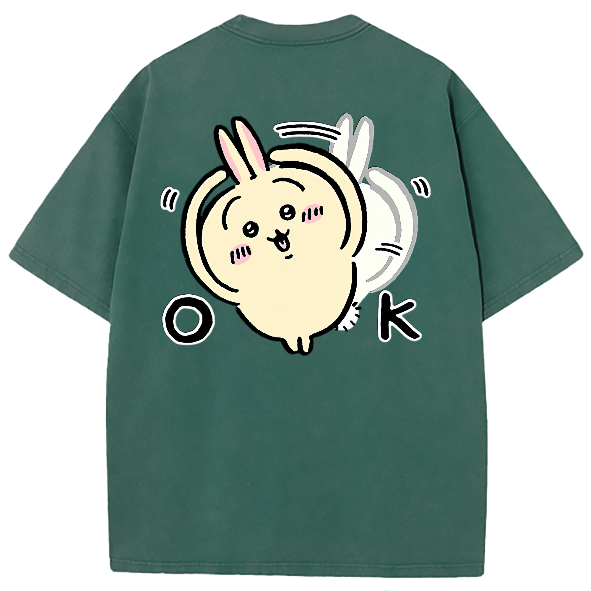 （画像用） ちいかわ うさぎ Chii-kawa usagi 綿100% ヴィンテージ風 半袖Tシャツ（背面プリント）